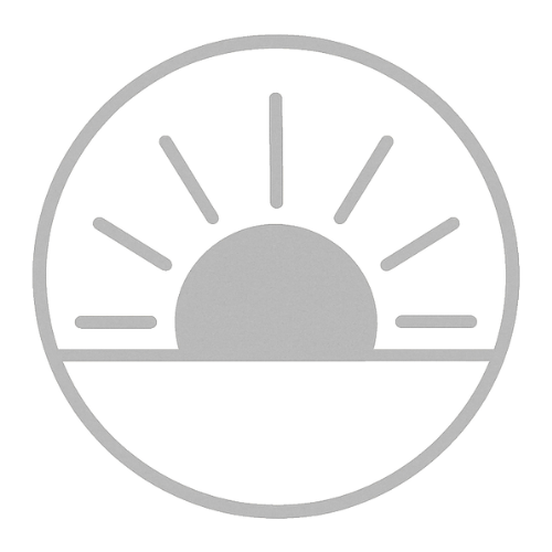 Minimalist logo depicting a rising sun within a circle, symbolizing renewal, clarity, and the beginning of healing.